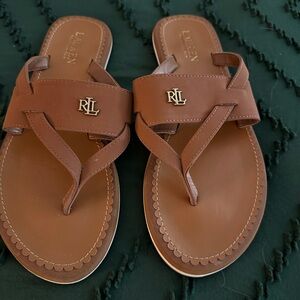 Lauren - Ralph Lauren - Sandals with Gold Logo ‘Rosalind’